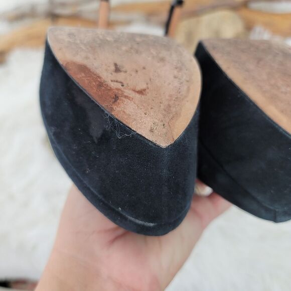 Sam edelman black suede leather peep toe platform heels - Picture 6 of 16
